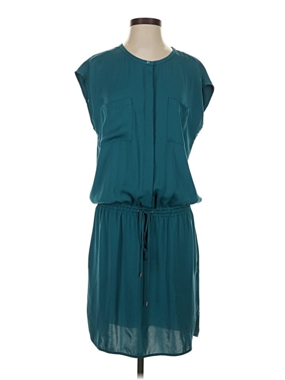 Vince Teal Lightweight Polyester Dress, drop waist,teal,knee length,deep green S